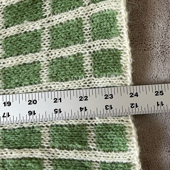 Wooden Ships Mohair Wool Blend Windowpane Knit Cardigan Sweater Open Front S/M - Picture 12 of 12